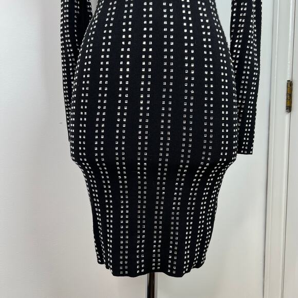 HERA Collection Women's Retro Bodycon Studded Black Dress Long Sleeves Size S - Picture 10 of 16